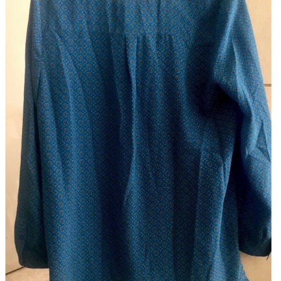 JOIE Silk Blue Blouse Tunic Turquoise Geometric Long Sleeves Top shirt Sz Small - Picture 5 of 7